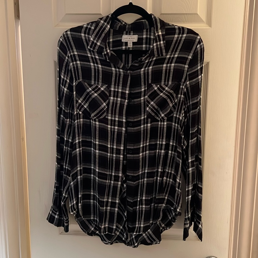 Lucky brand black and white flannel shirt